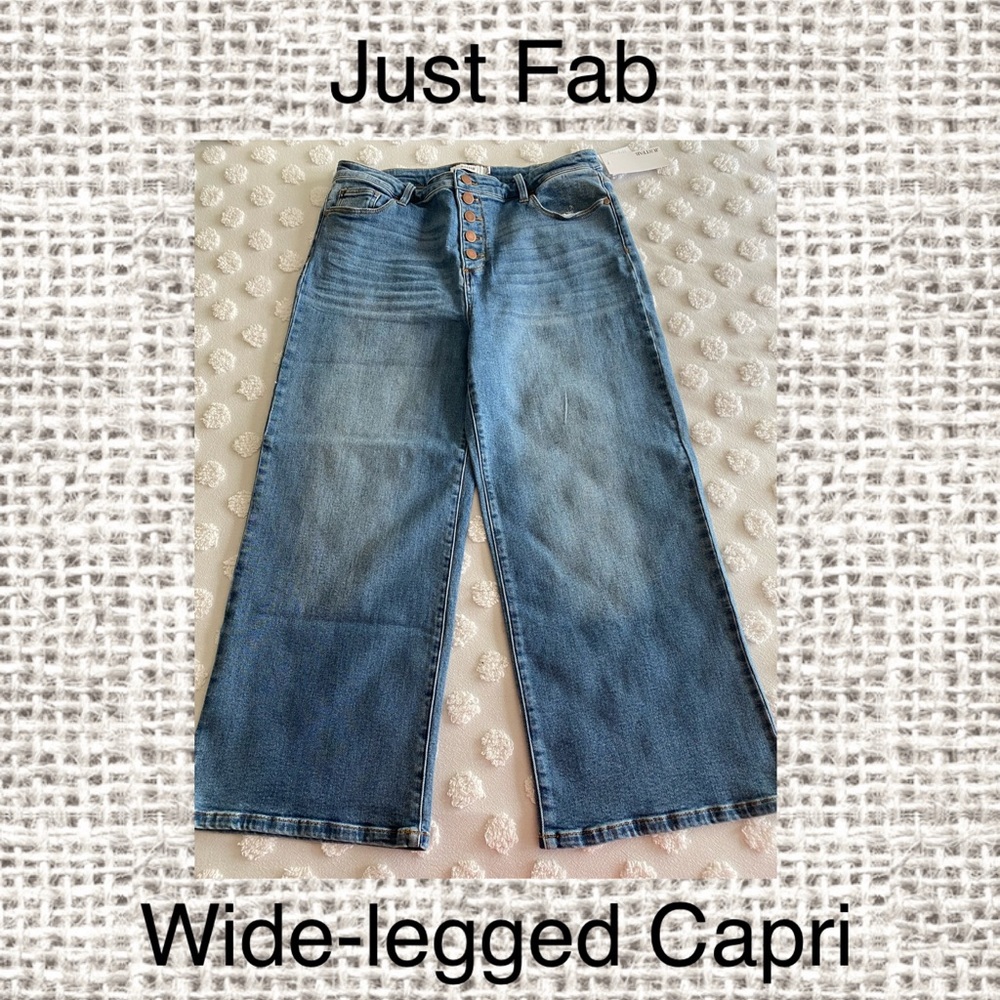 JustFab Blue Wide-Leg Jeans